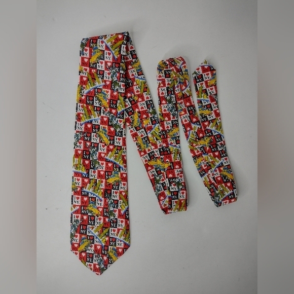 Rene Chagal Hand Made Men's Necktie Business I Love New York Taxi cabs F… - Picture 2 of 3